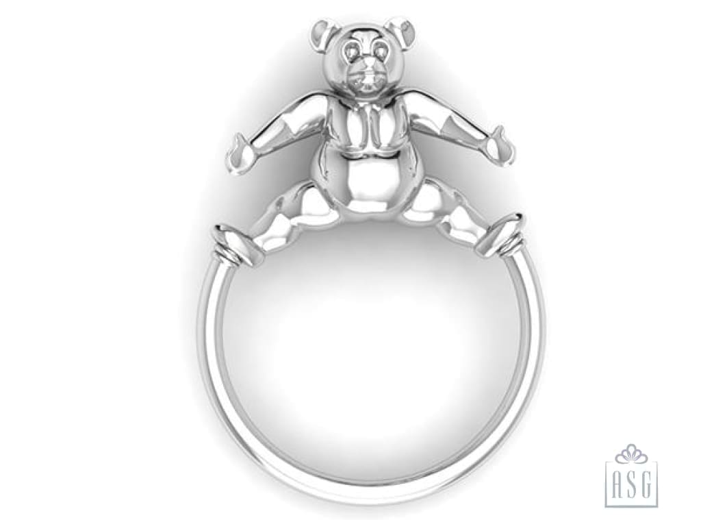 Sterling Silver Baby Teddy Ring Rattle