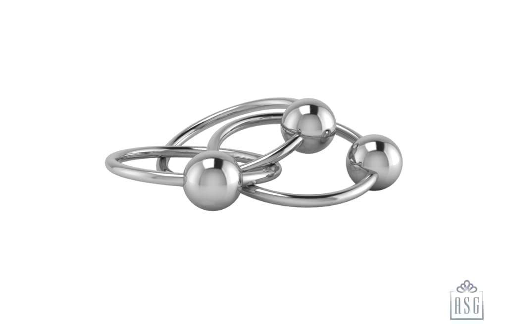 Sterling Silver Baby Rattle -Three Ring Baby Teether