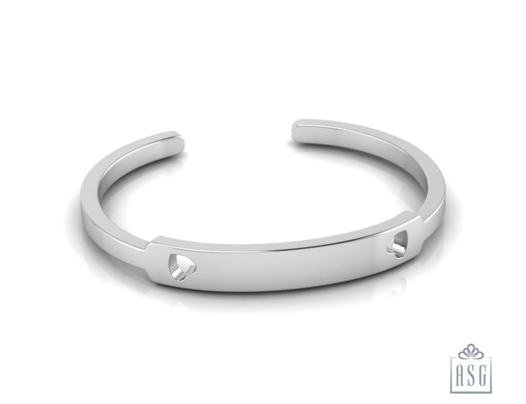 Sterling Silver Baby Cuff Kada with twin heart engravable design
