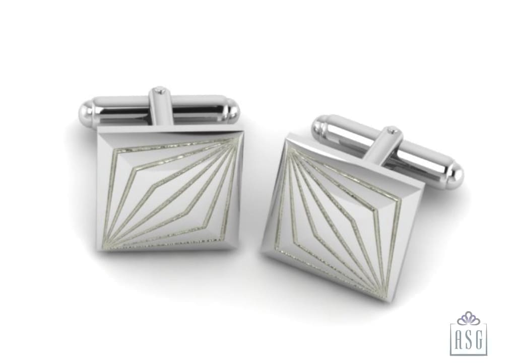 Sterling Silver V Engraved Cufflinks