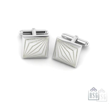 Sterling Silver V Engraved Cufflinks