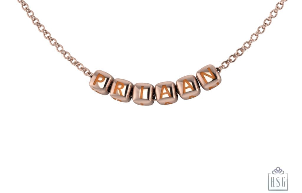 Sterling Silver With 18 Kt Pink Gold Plating Dice Babykubes Necklace For Baby & Child Orange / 9