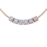 Sterling Silver With 18 Kt Pink Gold Plating Square Babykubes Necklace For Baby & Child Blue / 9