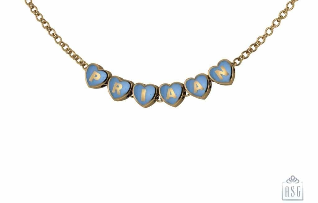 Sterling Silver With 18 Kt Yellow Gold Plating Heart Babykubes Necklace For Baby & Child Blue / 9