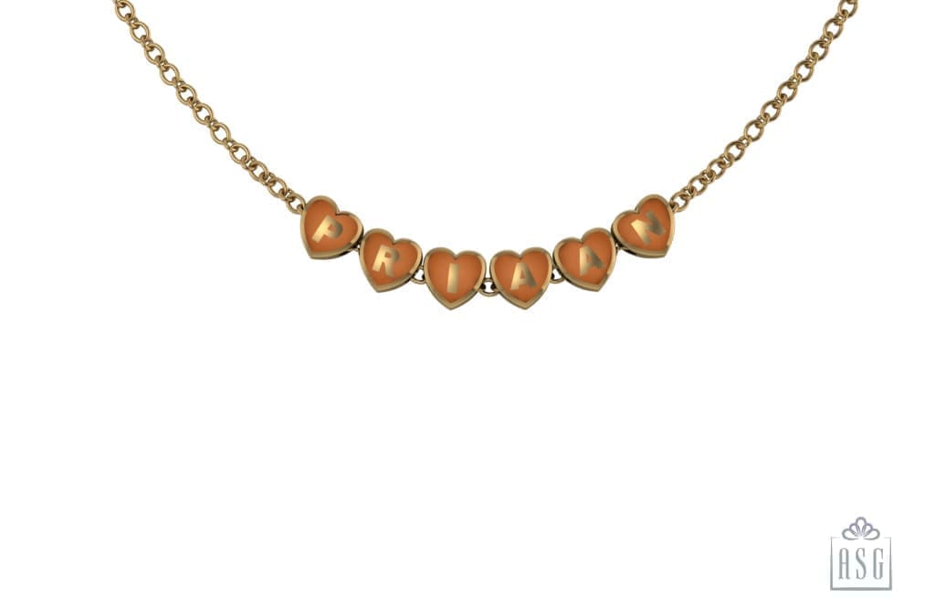 Sterling Silver With 18 Kt Yellow Gold Plating Heart Babykubes Necklace For Baby & Child Orange / 9