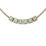 Sterling Silver With 18 Kt Yellow Gold Plating Square Babykubes Necklace For Baby & Child Blue / 9