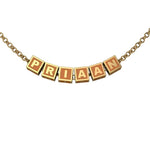 Sterling Silver With 18 Kt Yellow Gold Plating Square Babykubes Necklace For Baby & Child Orange / 9