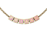 Sterling Silver With 18 Kt Yellow Gold Plating Square Babykubes Necklace For Baby & Child Pink / 9