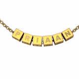 Sterling Silver With 18 Kt Yellow Gold Plating Square Babykubes Necklace For Baby & Child / 9