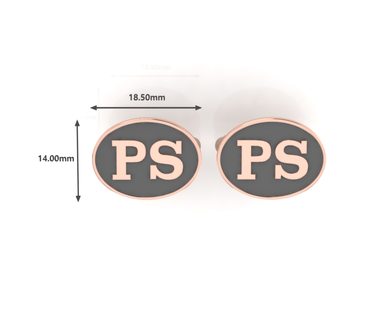 Personalised Sterling Silver Cufflinks Oval With 18 Kt Pink Gold Plating For Men