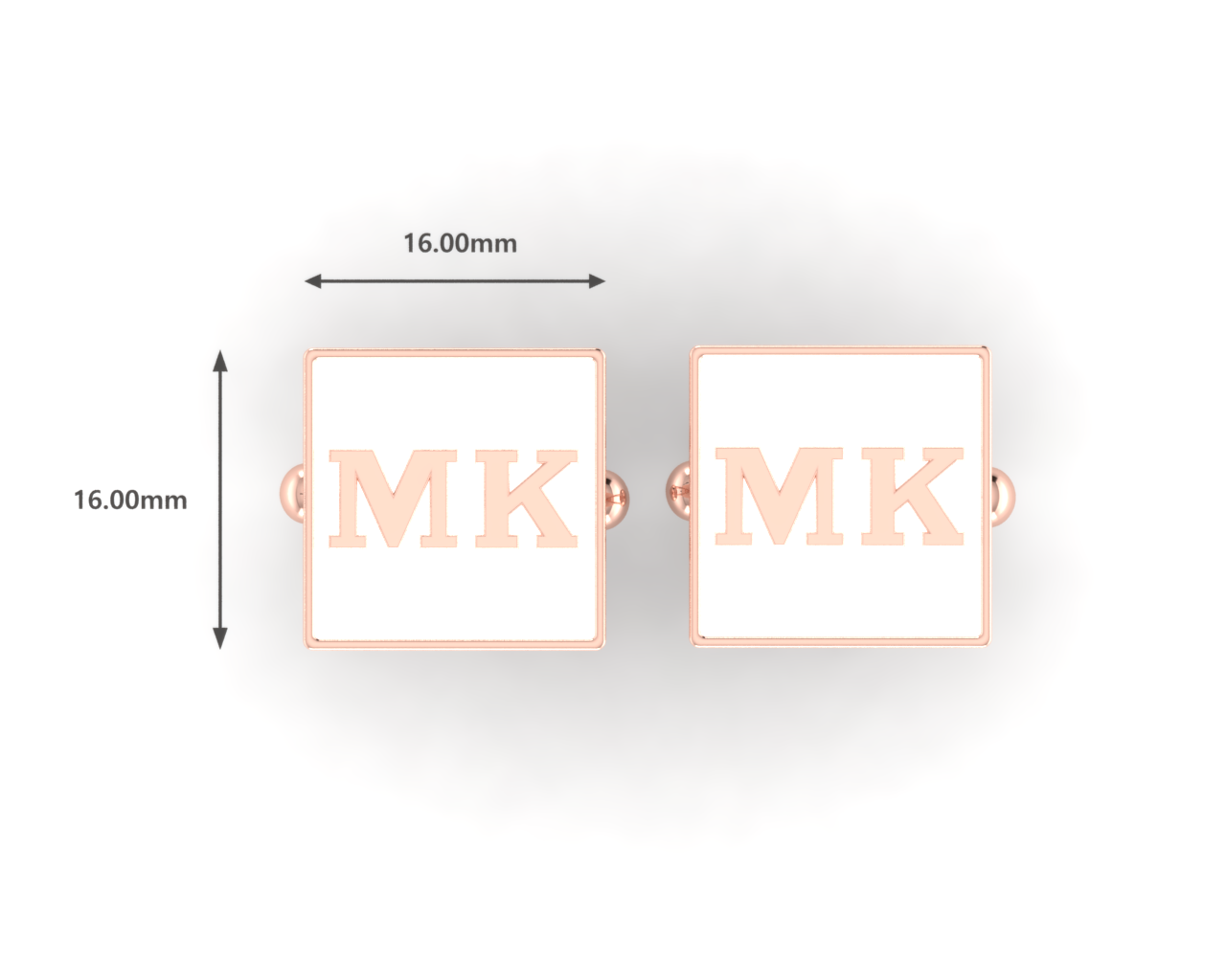 Personalised Sterling Silver Cufflinks Square With 18 Kt Pink Gold Plating For Men