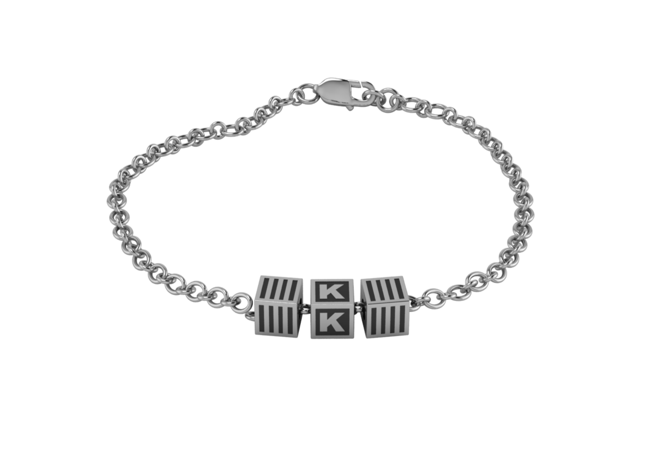 Sterling Silver Rakhi Bracelet With Oxidised Cubes For Boys & Men