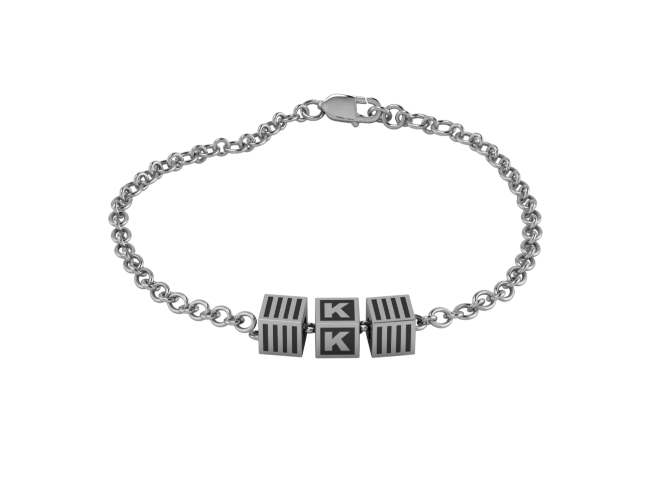 Sterling Silver Rakhi Bracelet With Oxidised Cubes For Boys & Men