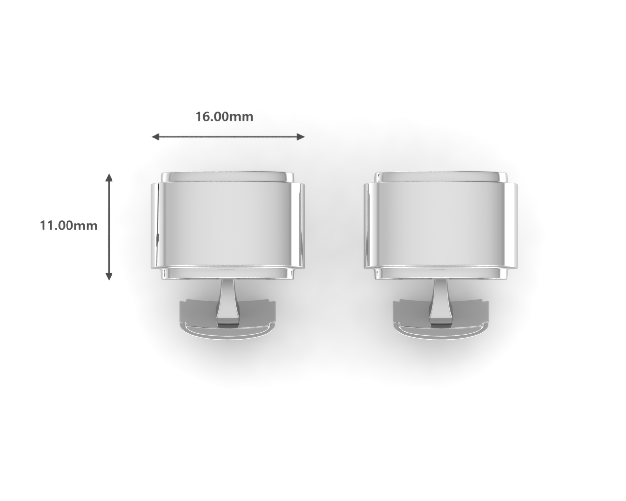 Sterling Silver Cufflinks - Engravable Curved Rectangular Stepped