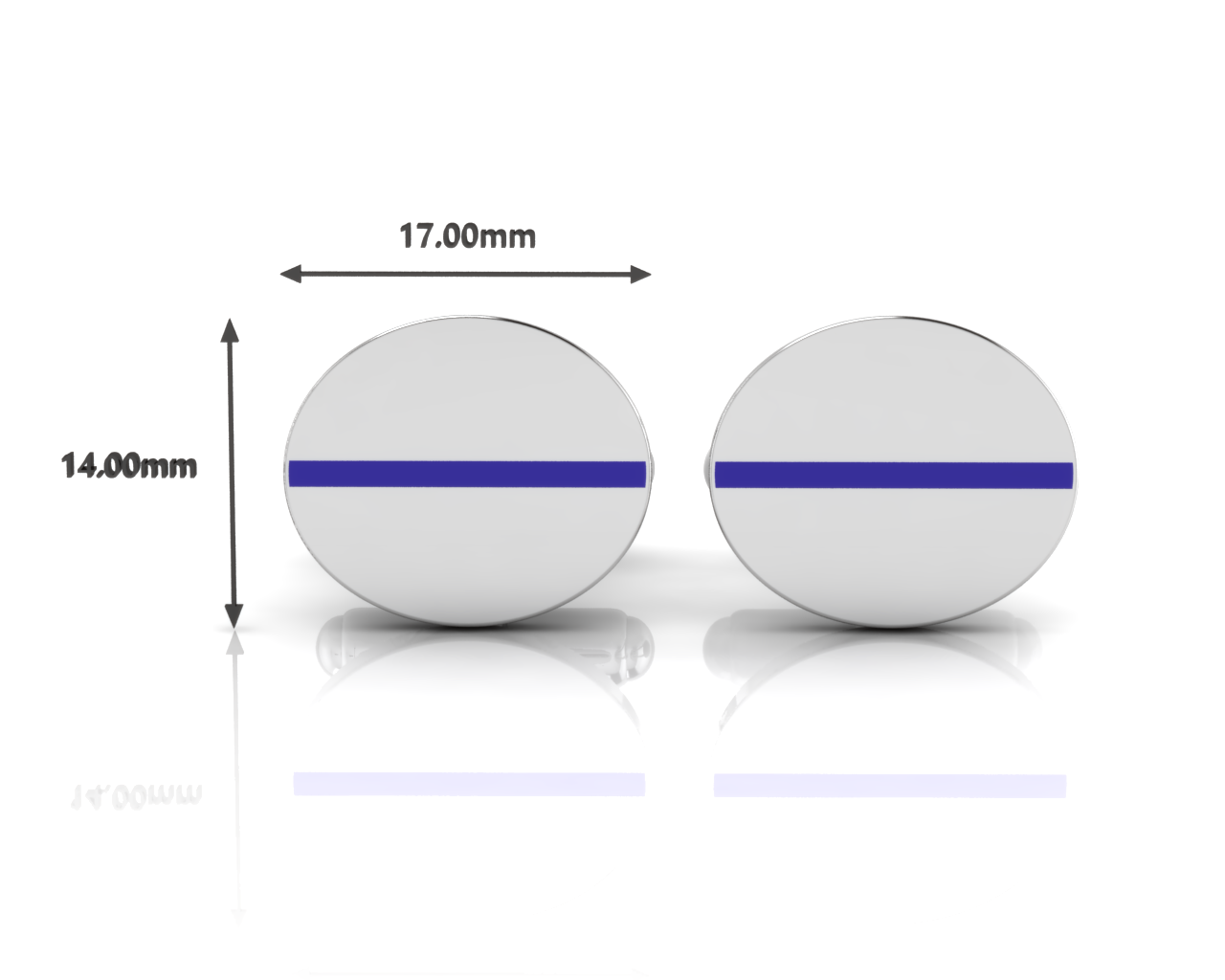 Sterling Silver Cufflinks Round with Blue enamel