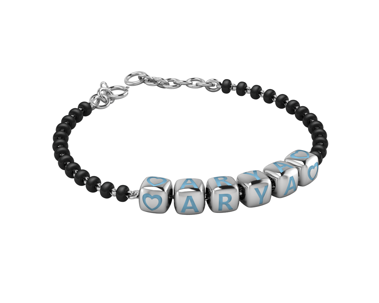 Sterling Silver Name Nazariya For Baby & Child With Dice Babykubes 4 / Blue