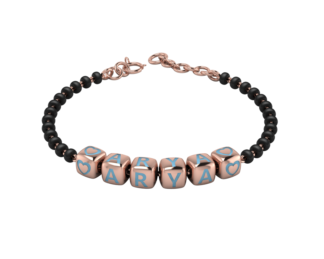 Sterling Silver Name Nazariya For Baby & Child With Dice Babykubes- 18Kt Pink Gold Plated