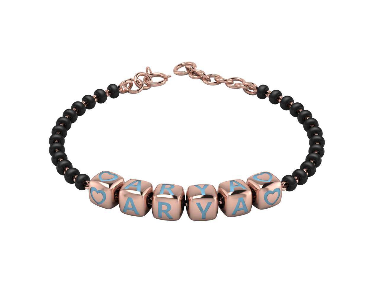 Sterling Silver Name Nazariya For Baby & Child With Dice Babykubes- 18Kt Pink Gold Plated