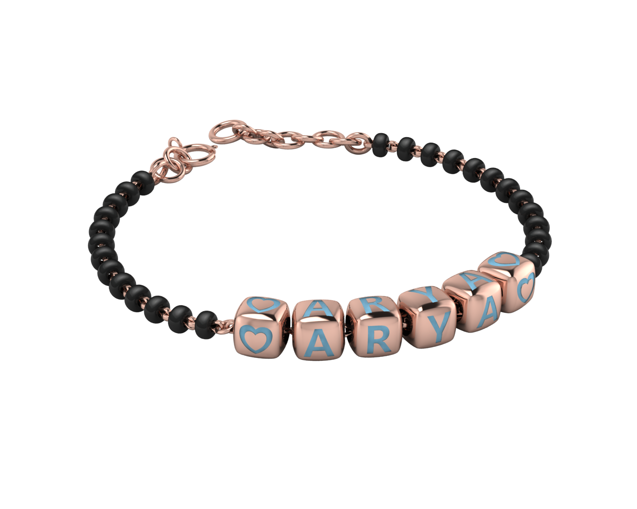 Sterling Silver Name Nazariya For Baby & Child With Dice Babykubes- 18Kt Pink Gold Plated 4 / Blue
