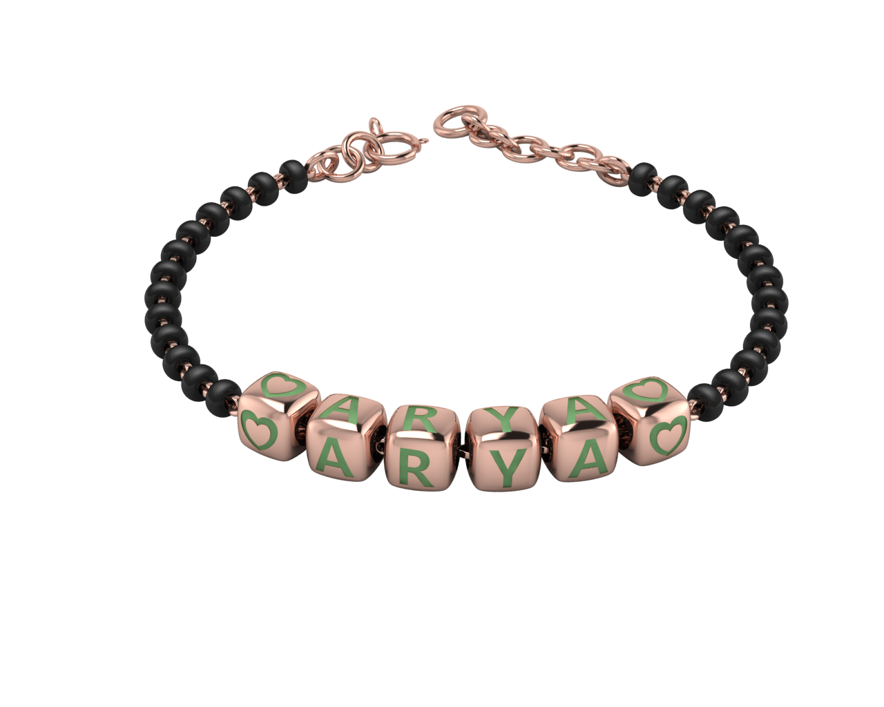 Sterling Silver Name Nazariya For Baby & Child With Dice Babykubes- 18Kt Pink Gold Plated