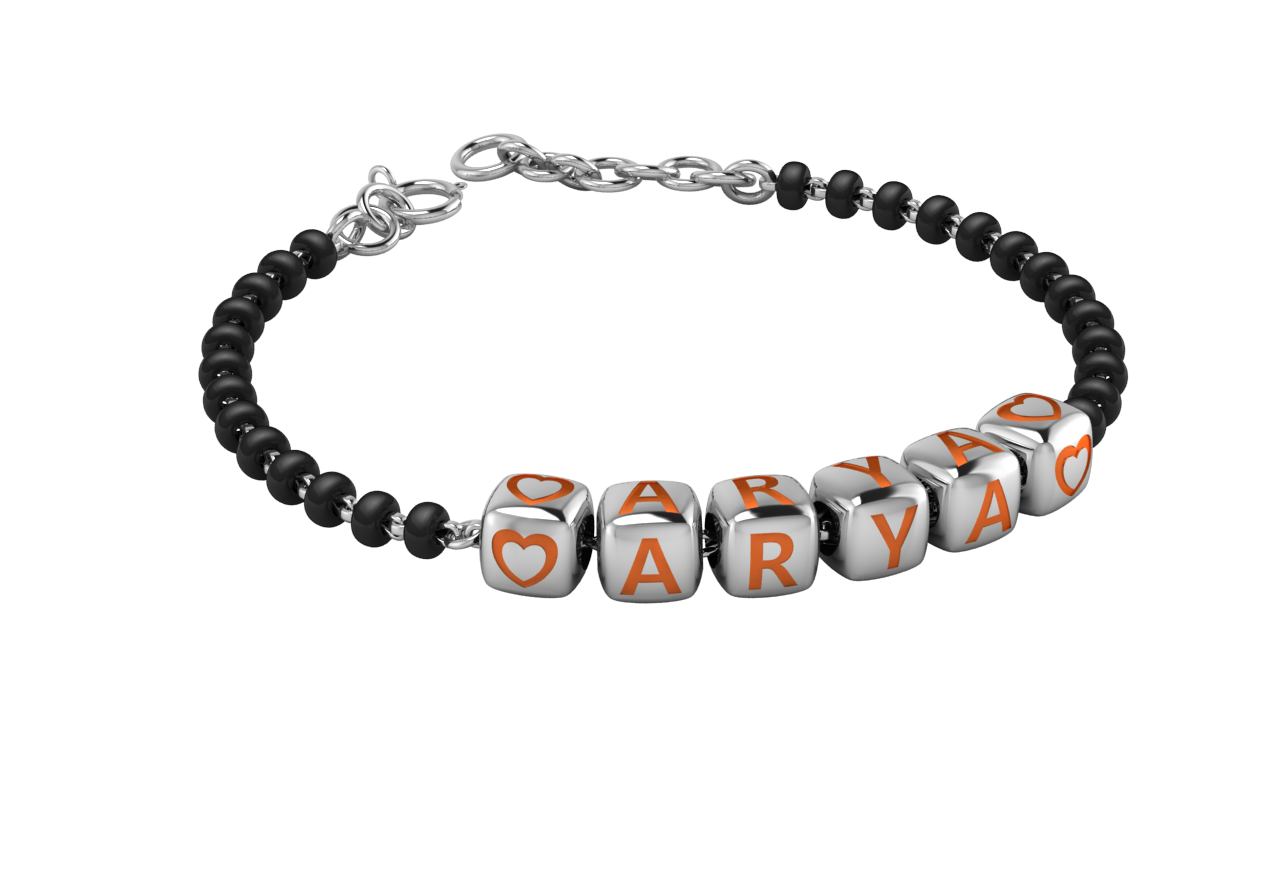 Sterling Silver Name Nazariya For Baby & Child With Dice Babykubes 4 / Orange