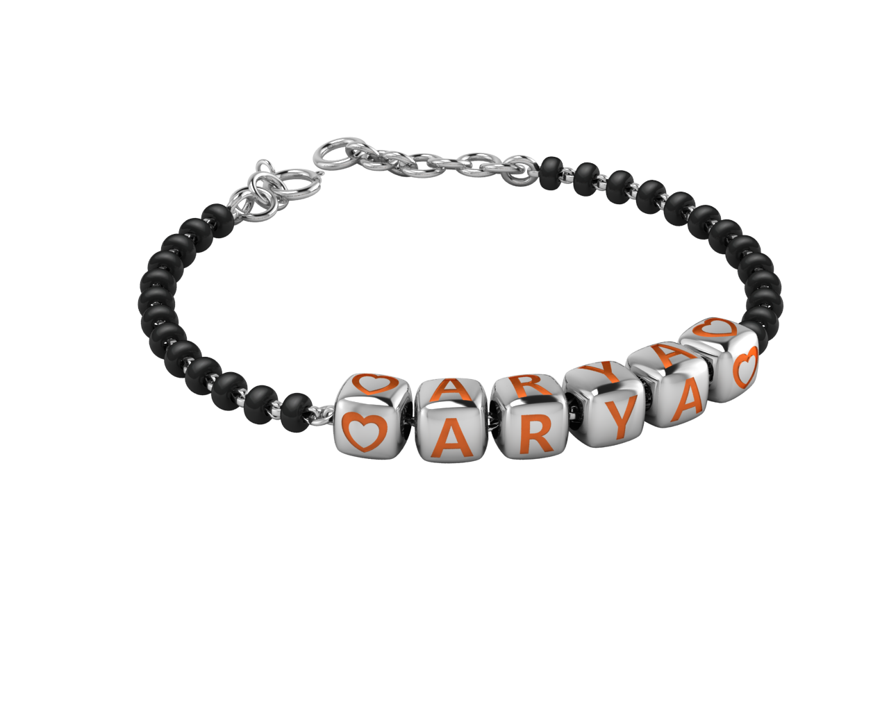 Sterling Silver Name Nazariya For Baby & Child With Dice Babykubes 4 / Orange