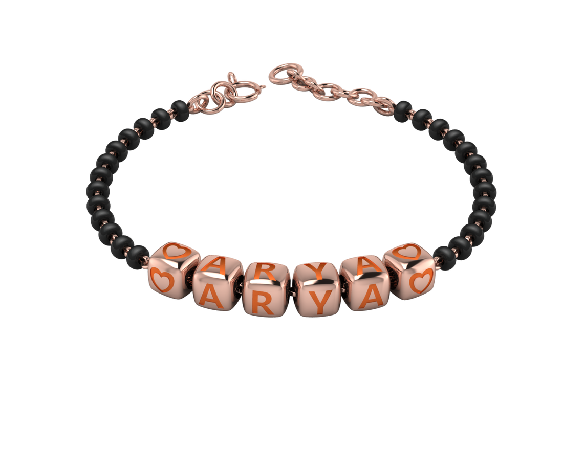 Sterling Silver Name Nazariya For Baby & Child With Dice Babykubes- 18Kt Pink Gold Plated