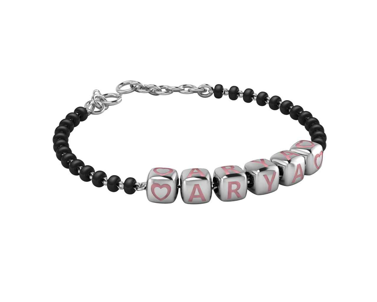 Sterling Silver Name Nazariya For Baby & Child With Dice Babykubes 4 / Pink