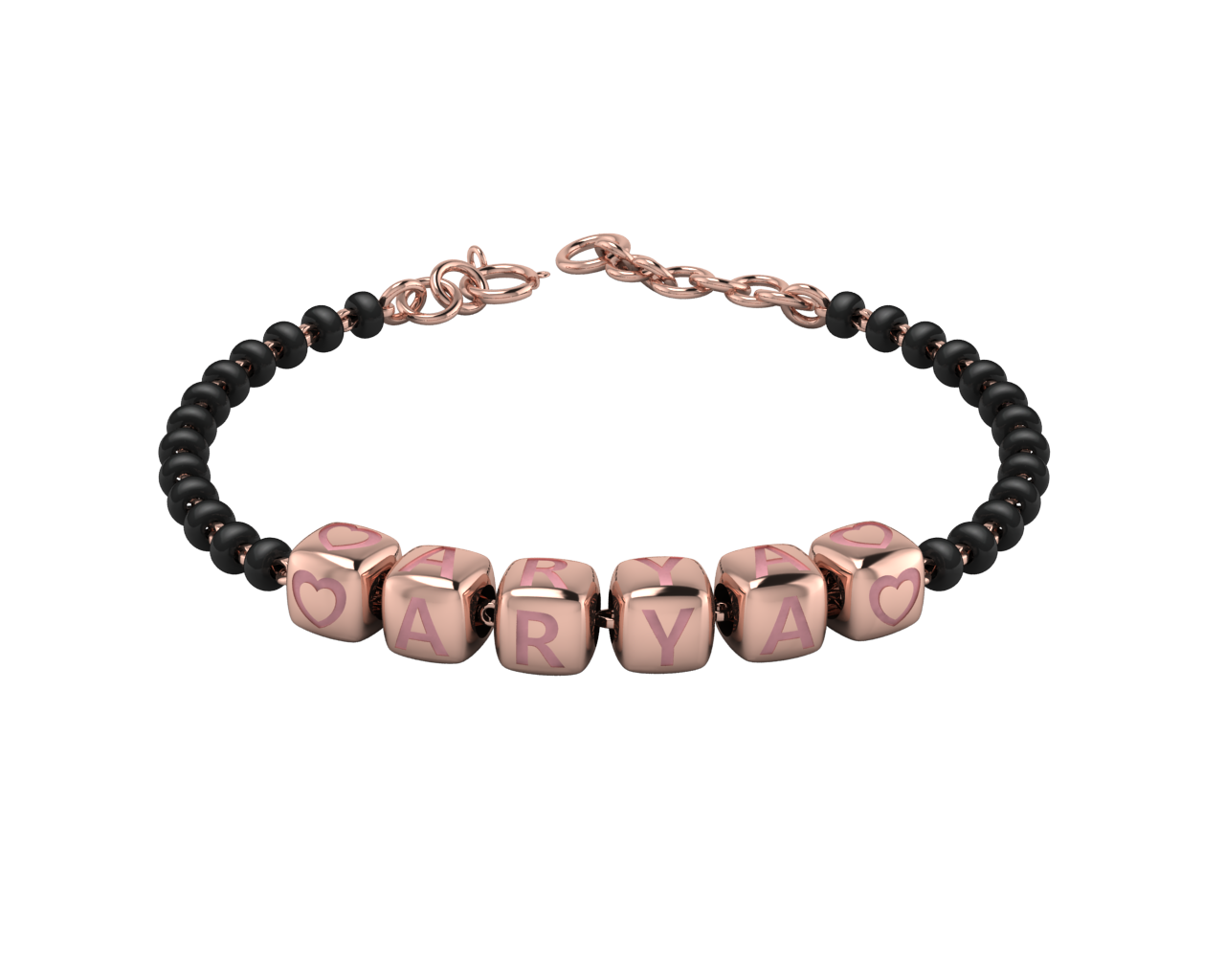 Sterling Silver Name Nazariya For Baby & Child With Dice Babykubes- 18Kt Pink Gold Plated