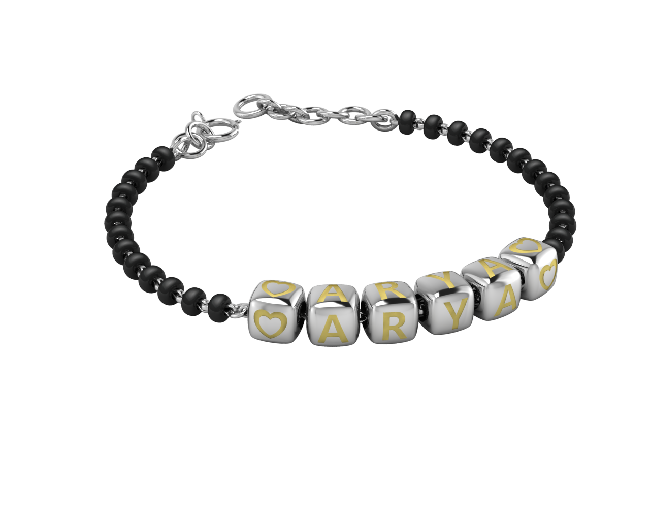 Sterling Silver Name Nazariya For Baby & Child With Dice Babykubes 4 / Yellow