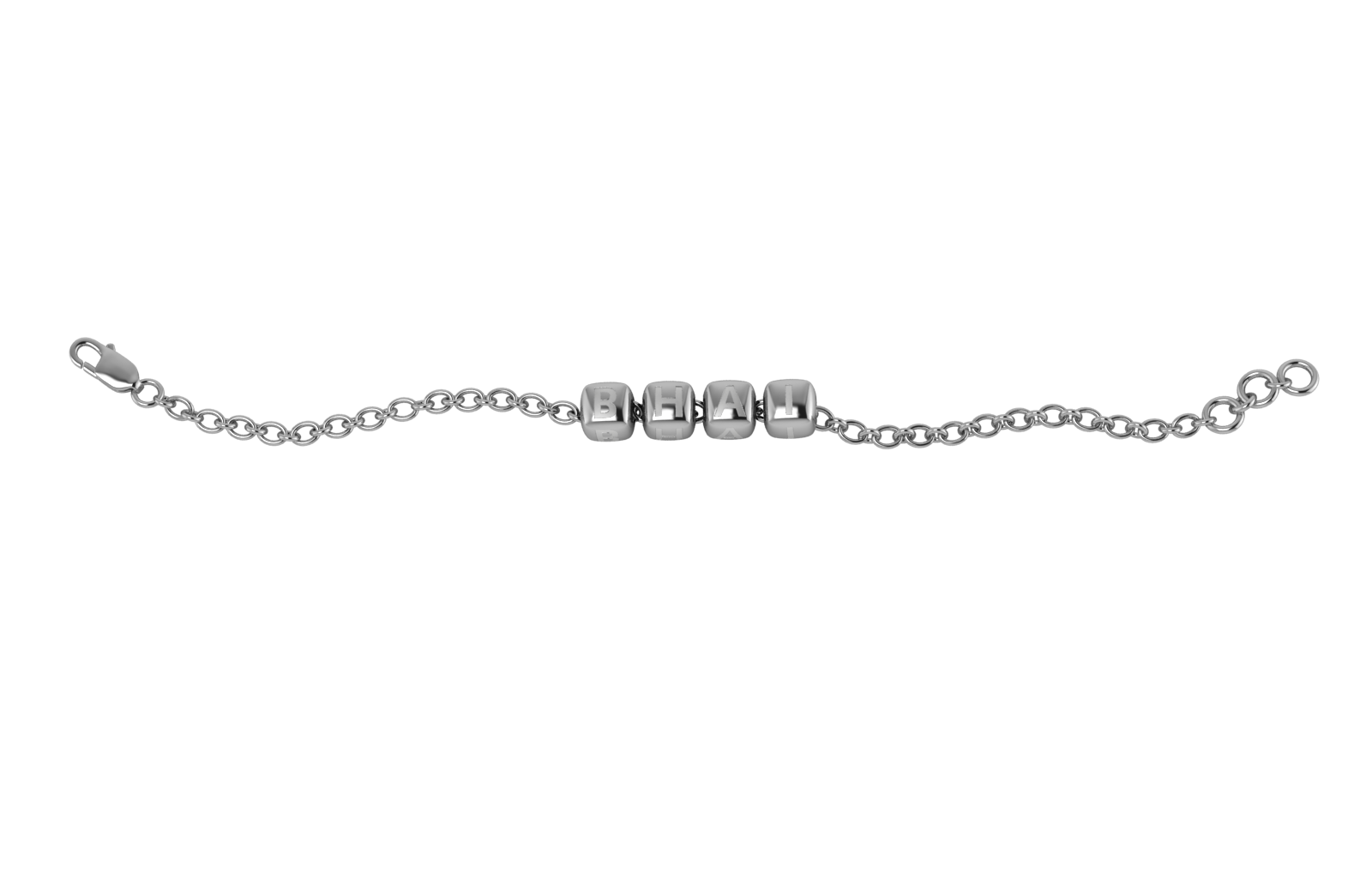 Sterling Silver Rakhi Bracelet Bhai With Plain Dice Cubes