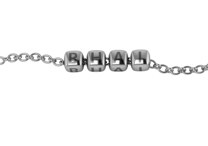 Sterling Silver Rakhi Bracelet Bhai With Oxidized Dice Cubes