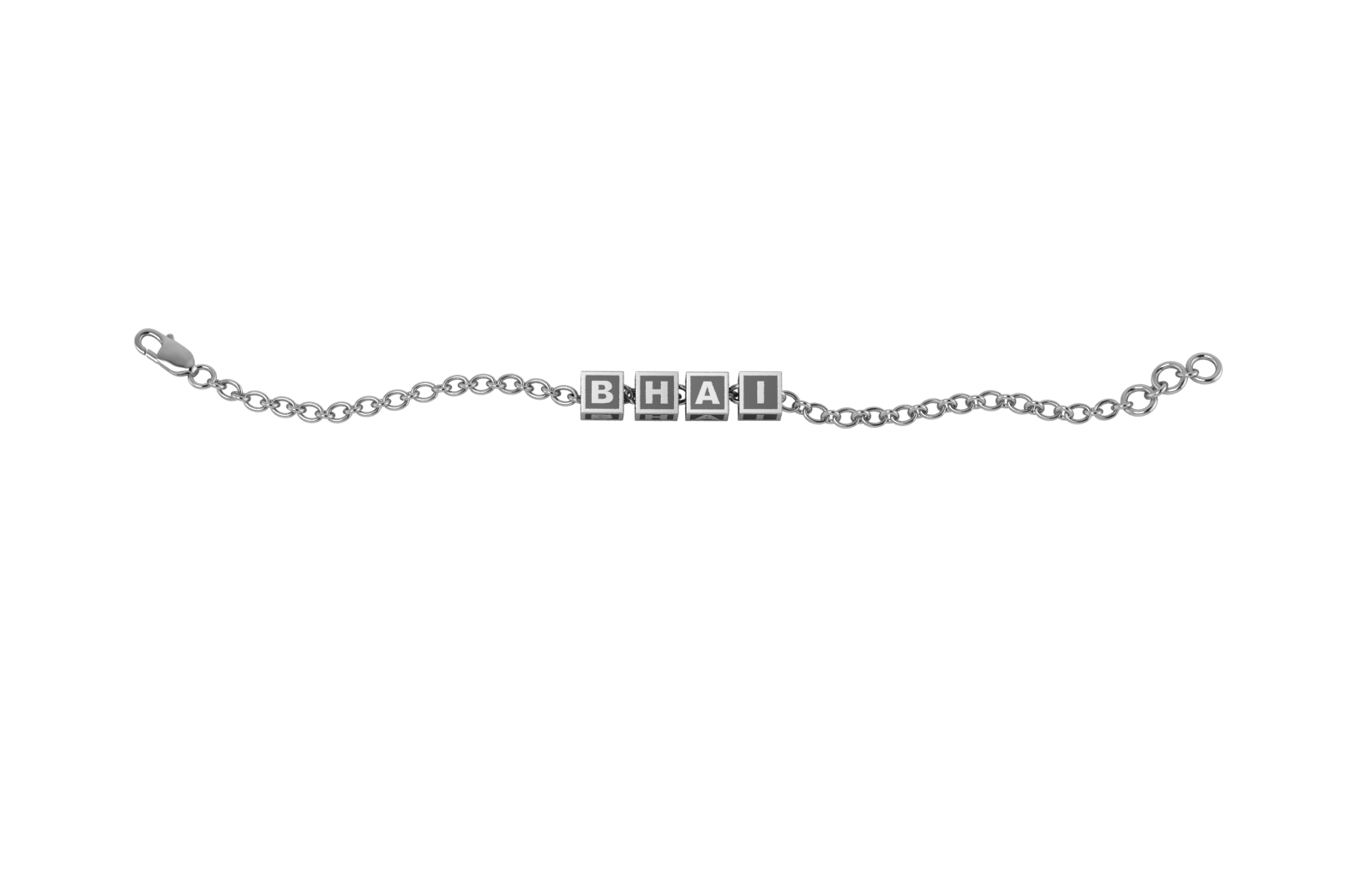 Sterling Silver Rakhi Bracelet Bhai With Oxidized Square Cubes