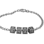 Sterling Silver Rakhi Bracelet Bhai With Oxidized Square Cubes