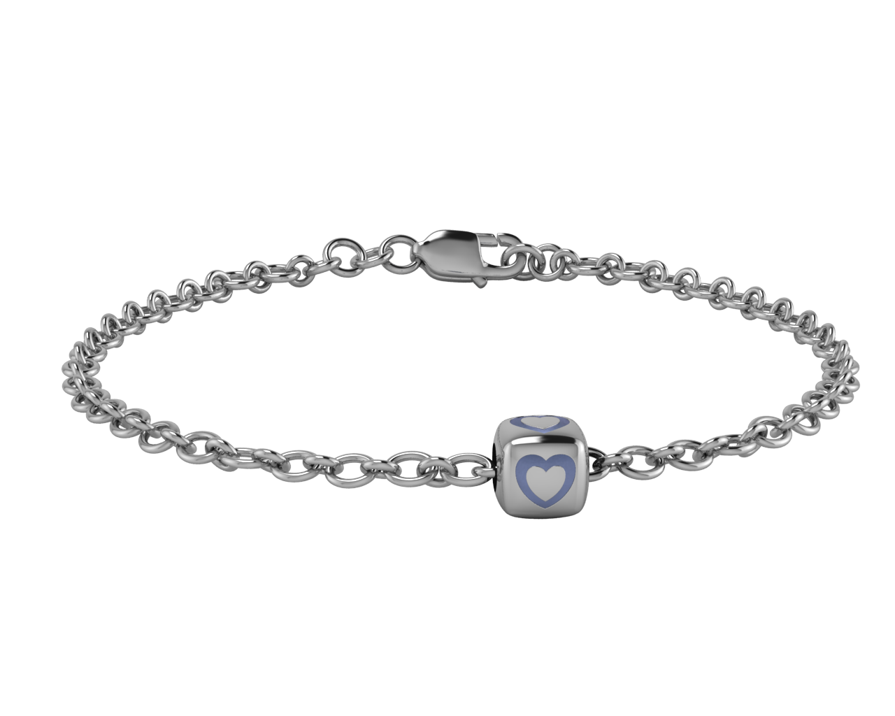 Sterling Silver Babykubes Single Heart Dice Bracelet For Baby And Child 4 / Blue Bracelets