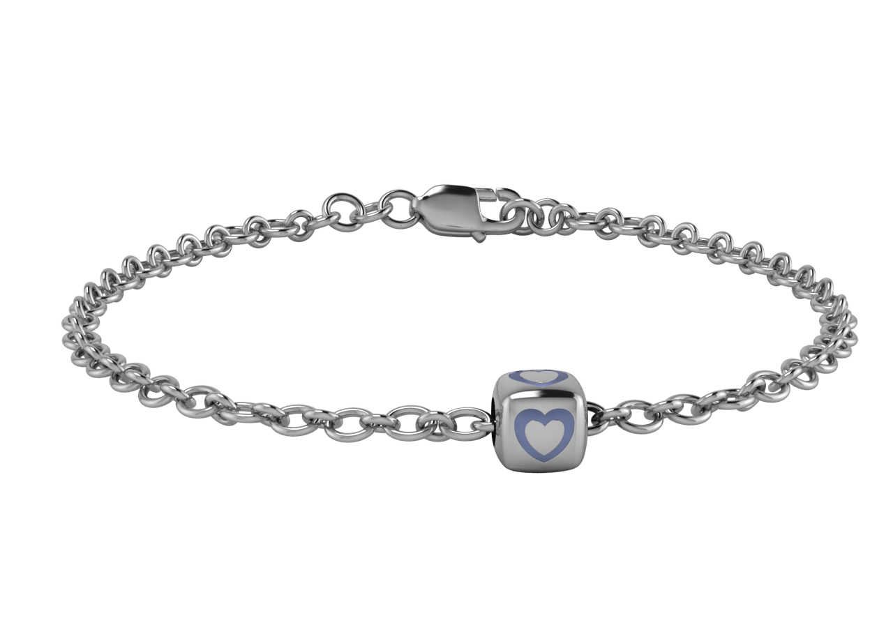 Sterling Silver Babykubes Single Heart Dice Bracelet For Baby And Child 4 / Blue Bracelets