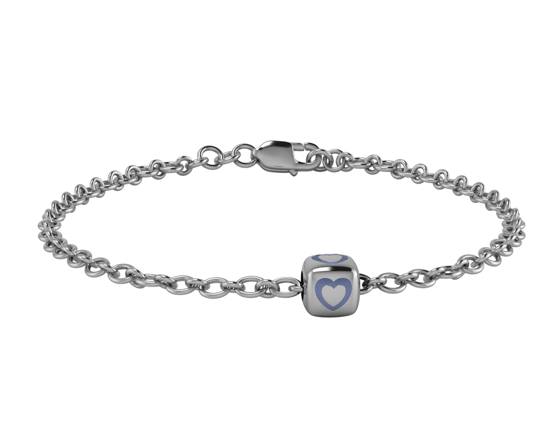 Sterling Silver Babykubes Single Heart Dice Bracelet For Baby And Child 4 / Blue Bracelets
