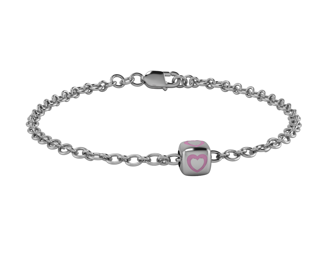 Sterling Silver Babykubes Single Heart Dice Bracelet For Baby And Child 4 / Blue Bracelets