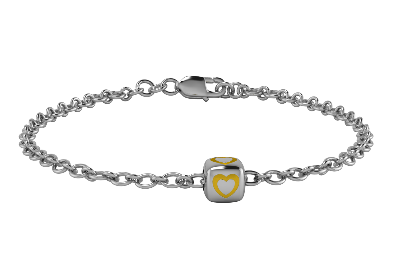 Sterling Silver Babykubes Single Heart Dice Bracelet For Baby And Child 4 / Yellow Bracelets