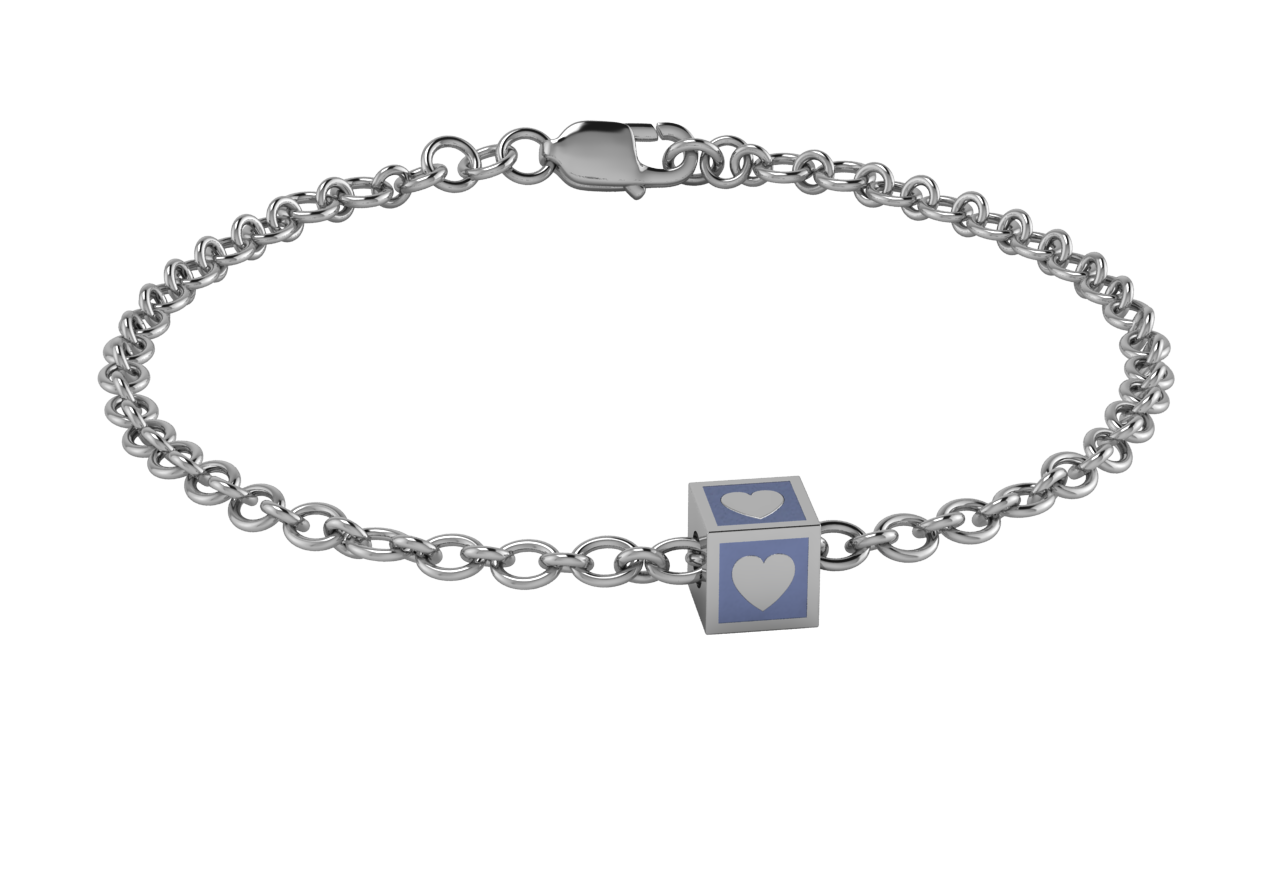 Sterling Silver Babykubes Gifting Heart Square Bracelet For Baby And Child 4 / Blue Bracelets