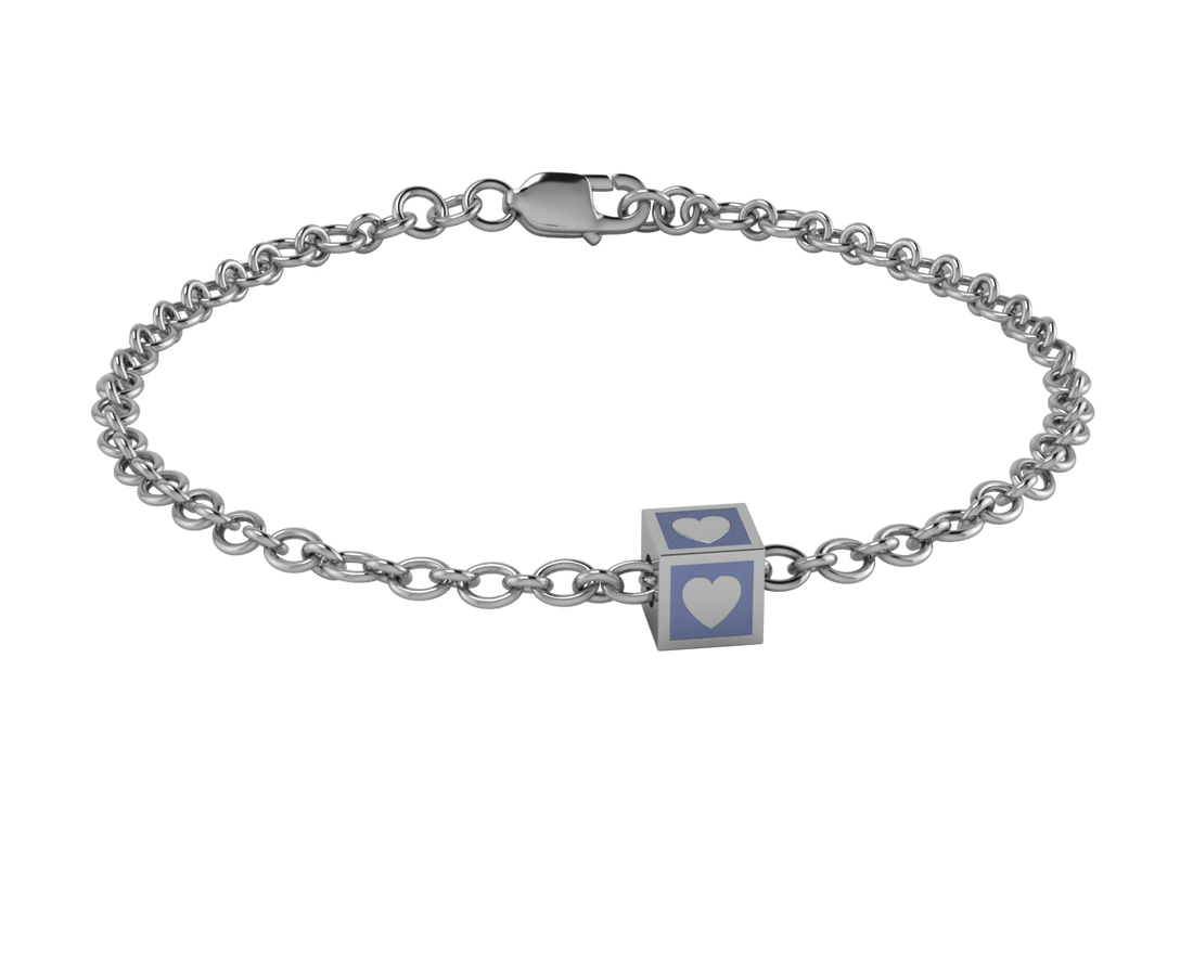 Sterling Silver Babykubes Gifting Heart Square Bracelet For Baby And Child 4 / Blue Bracelets