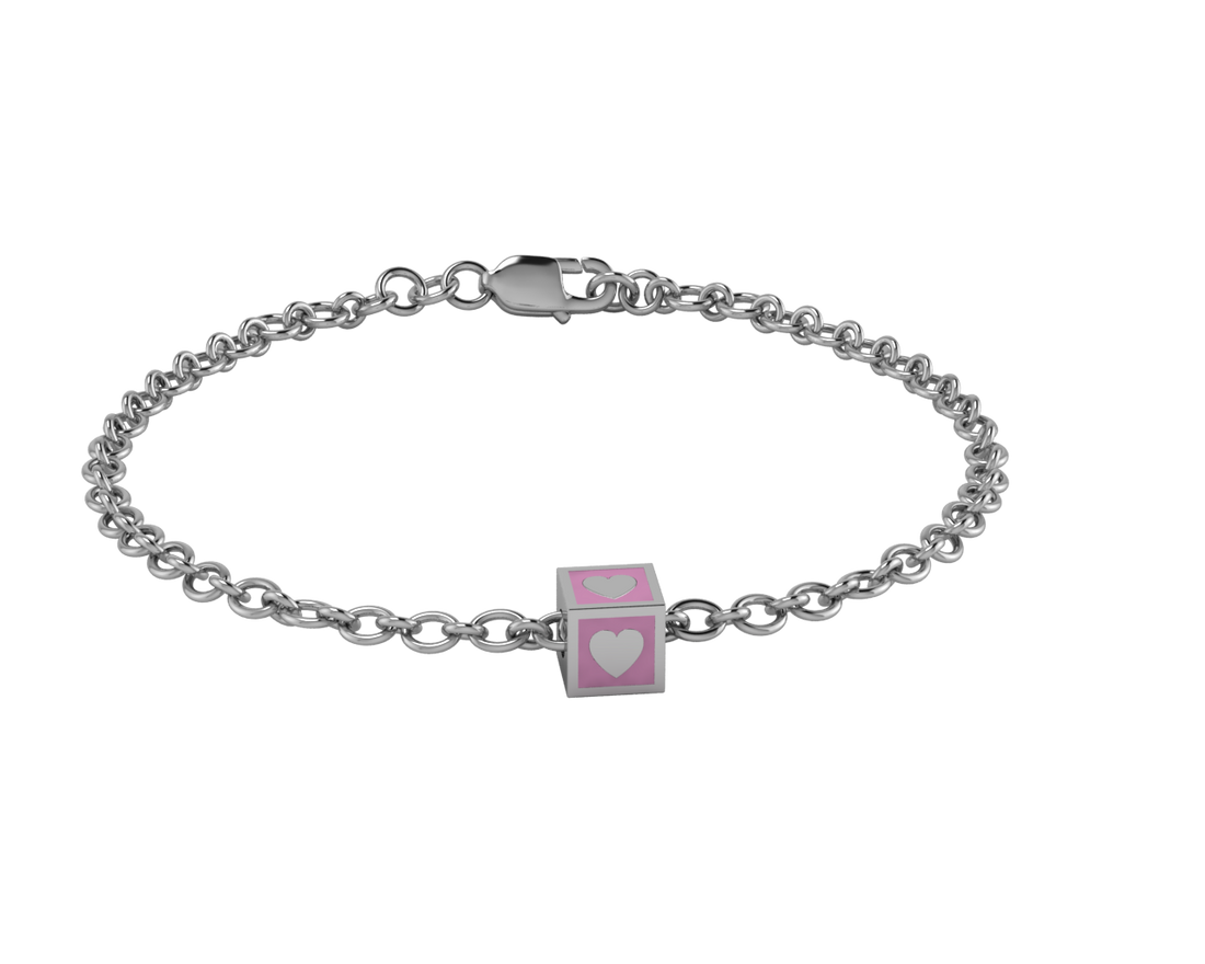 Sterling Silver Babykubes Gifting Heart Square Bracelet For Baby And Child 4 / Blue Bracelets
