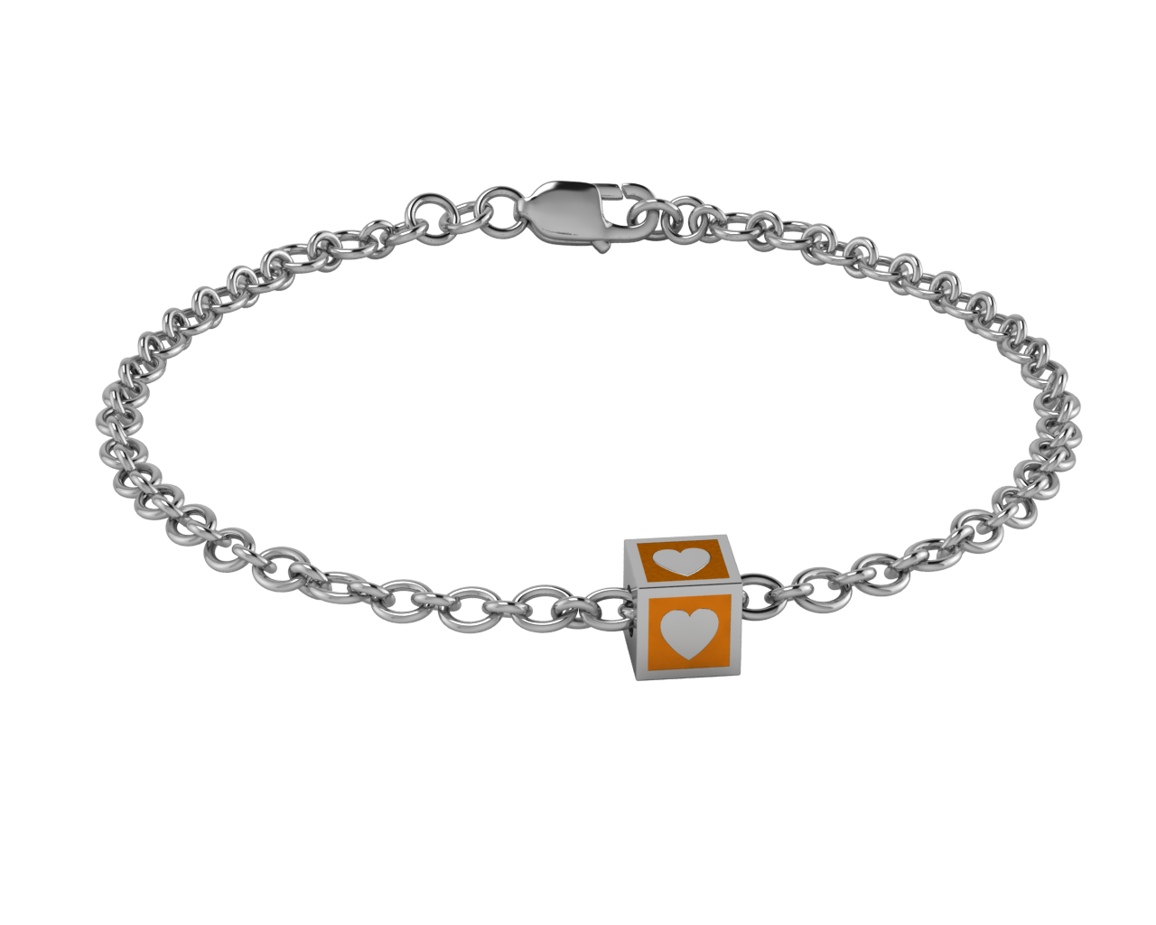 Sterling Silver Babykubes Gifting Heart Square Bracelet For Baby And Child 5 / Orange Bracelets