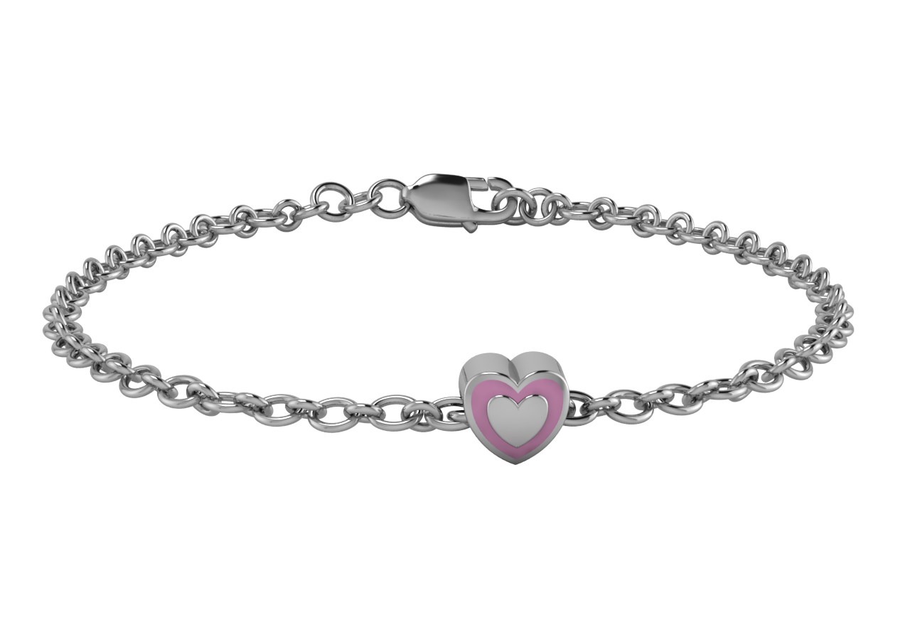 Sterling Silver Babykubes Gifting Heart Bracelet For Baby And Child 4 / Pink Bracelets