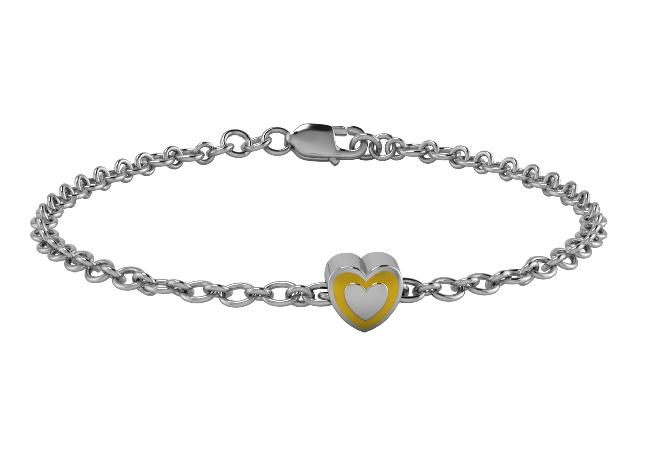 Sterling Silver Babykubes Gifting Heart Bracelet For Baby And Child 4 / Yellow Bracelets