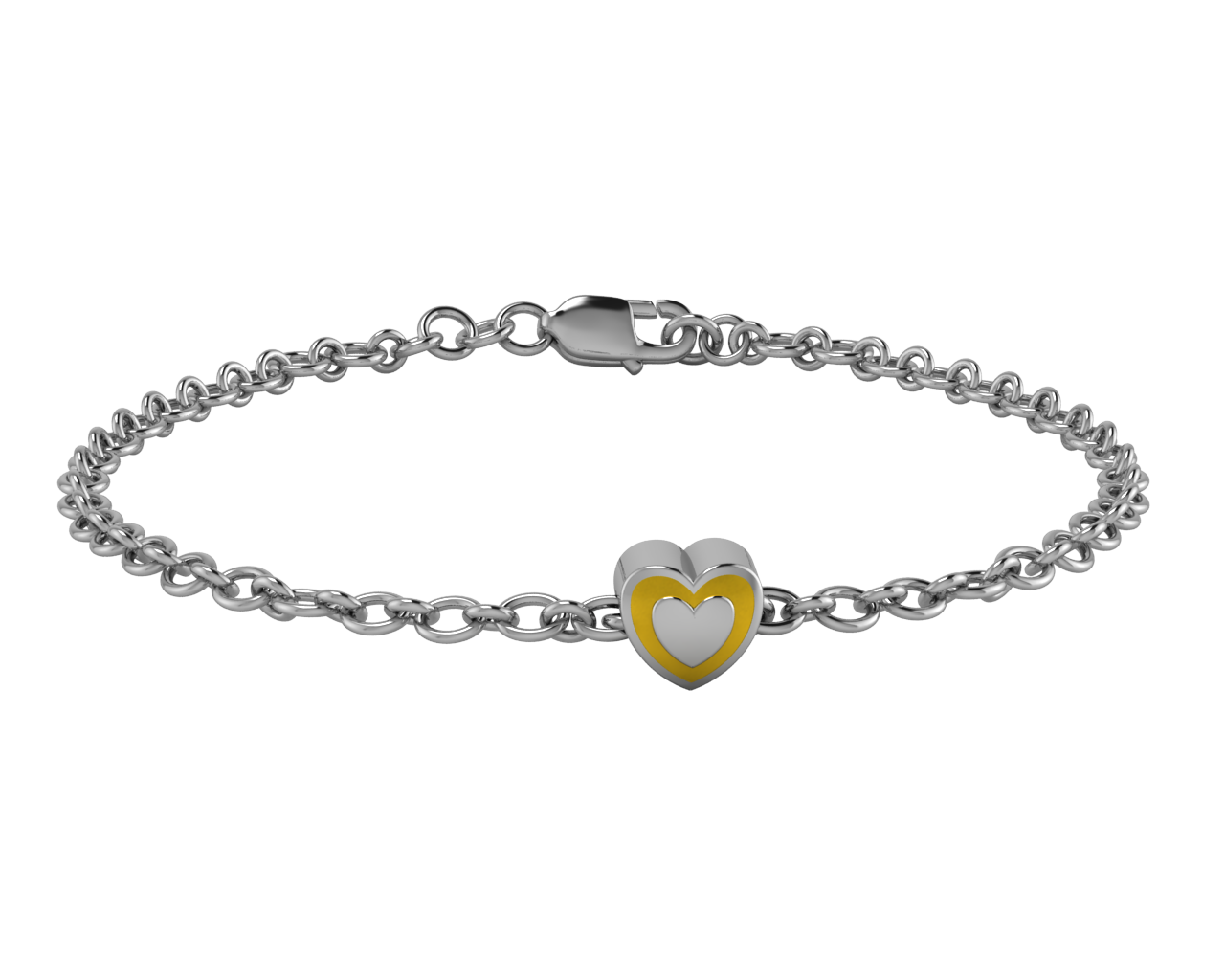 Sterling Silver Babykubes Gifting Heart Bracelet For Baby And Child 4 / Yellow Bracelets