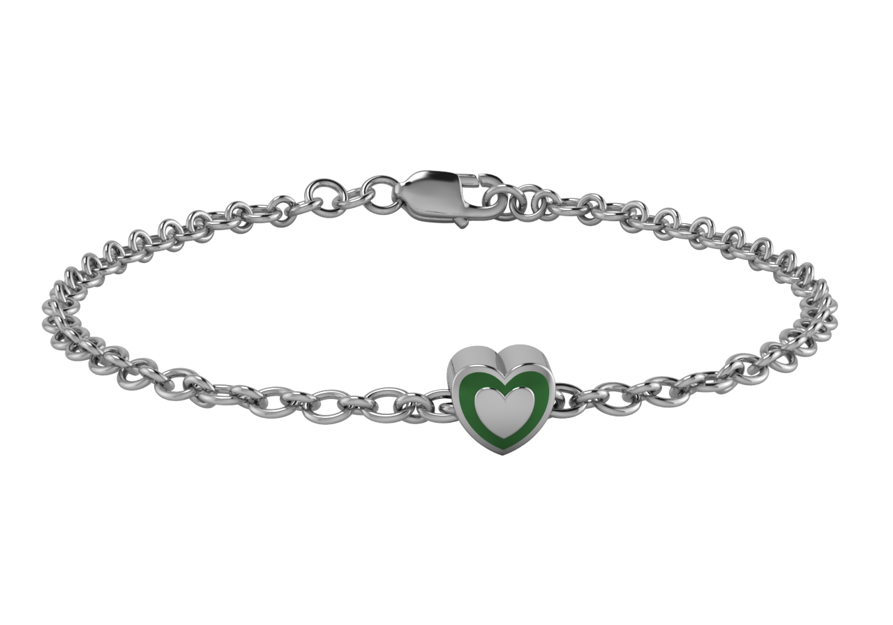 Sterling Silver Babykubes Gifting Heart Bracelet For Baby And Child 4 / Green Bracelets