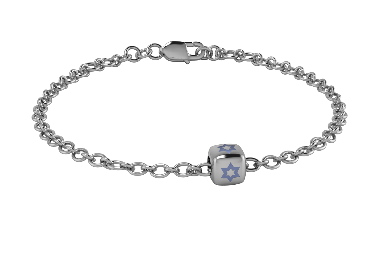 Sterling Silver Babykubes Single Star Dice Bracelet For Baby And Child 4 / Blue Bracelets