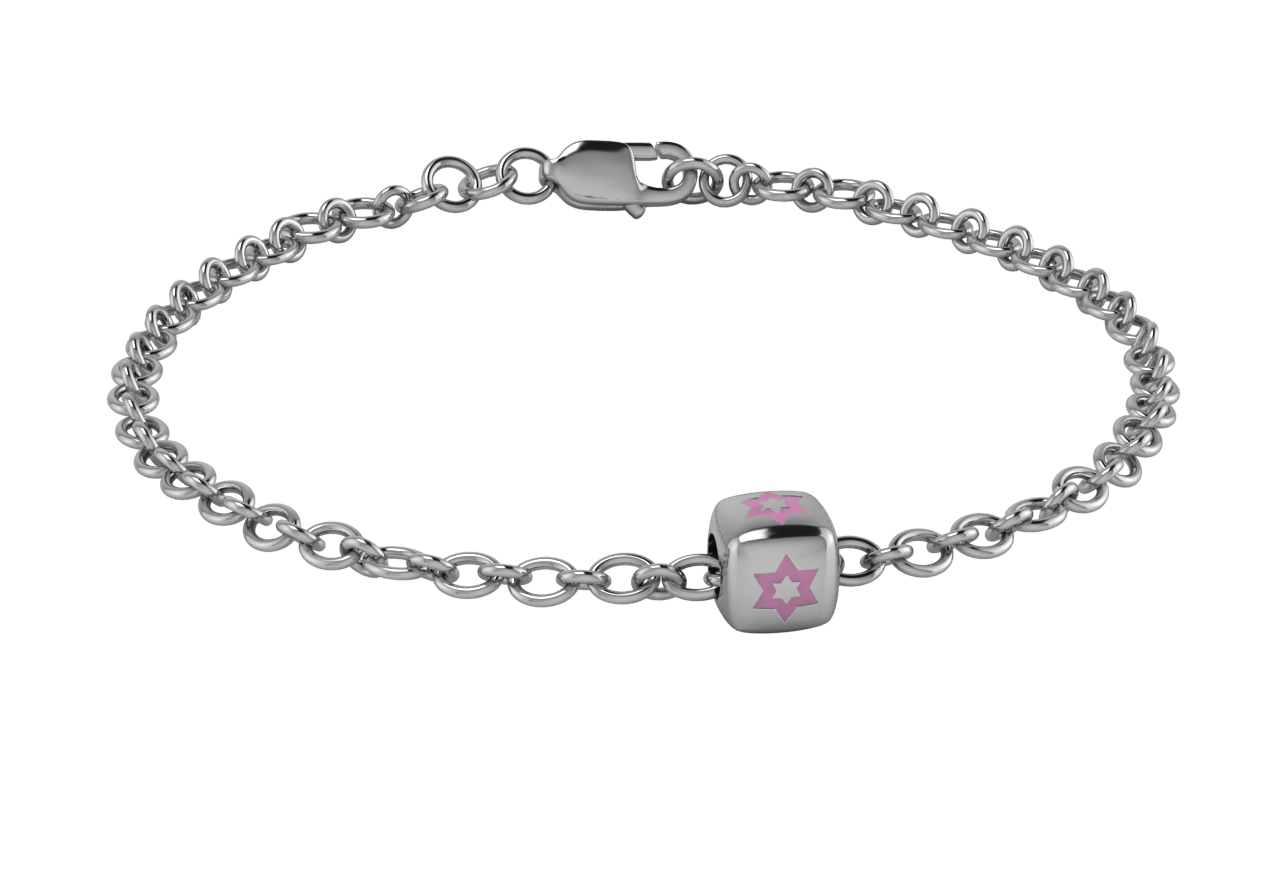 Sterling Silver Babykubes Single Star Dice Bracelet For Baby And Child 4 / Pink Bracelets