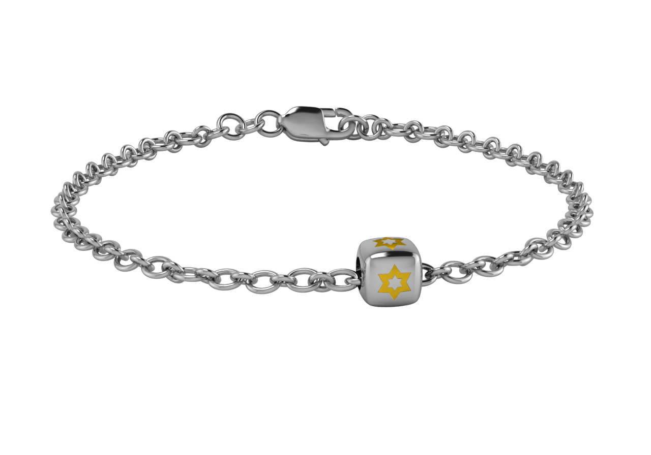 Sterling Silver Babykubes Single Star Dice Bracelet For Baby And Child 4 / Yellow Bracelets